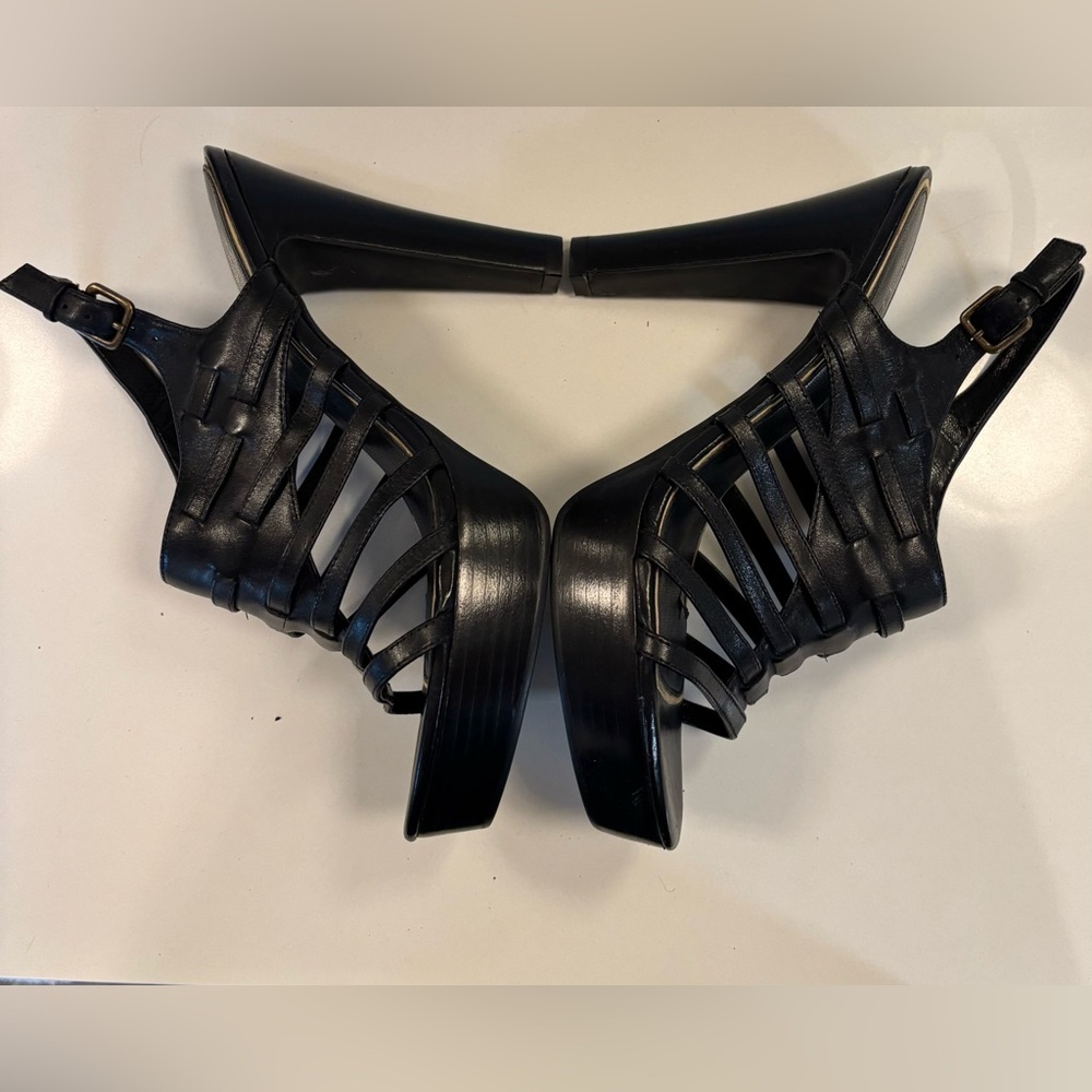 NWOT Ralph Lauren Francine Black Gladiator 4.75” Heels - Picture 6 of 15